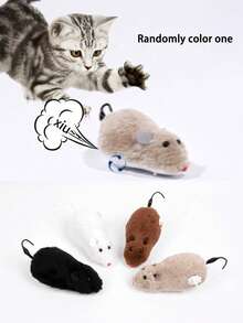 1pc Plush Realistic Mouse Cat Toy, No Electricity Needed, Tail Wiggles, Pet Toy - Multicolor - View 12