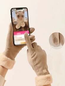 Thickened Winter Touchscreen Gloves With Wool Lining, Windproof And Warm, Suitable For Cycling And Daily Wear, Fashionable Style And Multifunctional, Also Can Be Used As Halloween And Christmas Accessories, Ideal Gift Choice For Winter - A - View 12