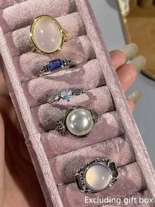 5pcs Set Elegant Cubic Zirconia Rings, Women's Wedding Anniversary Gift (Gift Box Not Included) - 1# - View 5