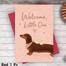1/3 Pcs Greeting Cardcute Dachshund Greeting Card For New Arrival Celebration And Baby Shower Gift For Friends And Family Greeting Card - Multicolor - View 10