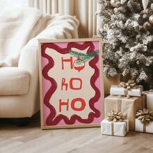 1pc Unframed Vintage Ho Ho Ho Pink Christmas Abstract Canvas Poster Minimalist Warm Bright Festive Xmas Decor Christmas Winter Party Wall Decor For Living Room/Bedroom/Office/Dorm Best Gift, Room Decor, Prints, Deko, Wall Art, Back To School - Multi-color - View 1