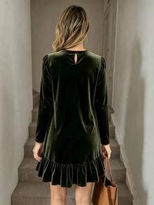 Women Short Dresses - Dark Green - View 2