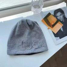 1pc Women's LUCK Letter Knit Beanie, Fashion Casual Loose Warm Hat, Versatile Daily Hat, Suitable For Autumn/Winter Outdoor Commute - Multi-color - View 8
