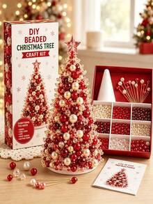 1pc Dreamy Beaded Christmas Tree Set, Handmade Holiday Craft, Creative Christmas Handicraft, Beaded Desktop Decoration, Holiday Project And Creative Handmade Christmas Gift Inspiration - A - View 6