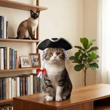 Pet Halloween Judge Wig Hat Cat Dog Cosplay Headpiece Funny Party Photo Prop Gift With Adjustable Magic Tape - Multicolor - View 7