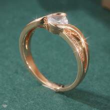 1pc Fashionable Luxury White Ring, Women's Engagement Ring - Gold - View 4