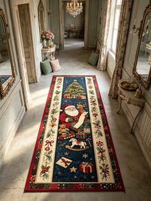 1pc Santa Claus Reading Letter Hallway Runner Rug, Area Rug, Home Decor, Living Room Area Rug, Living Room Home Decor, Room Decor, Washable Rug, Christmas Gift - Multicolor - View 3