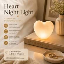 Heart-Shaped LED Ambient Night Light, Warm White Soft Light Table Lamp Decor, Button Battery Powered, Bedroom Bookshelf Desktop Home Decoration, Valentine's Day Holiday Gift - Heart-shaped Night Light - View 3