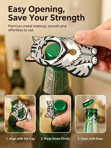 Personalized Customization Cartoon Cat Shape Magnetic Bottle Opener For Refrigerator, Heavy Duty Alloy Beer Opener, Funny Cat Themed Housewarming Gift - Multicolor - View 8