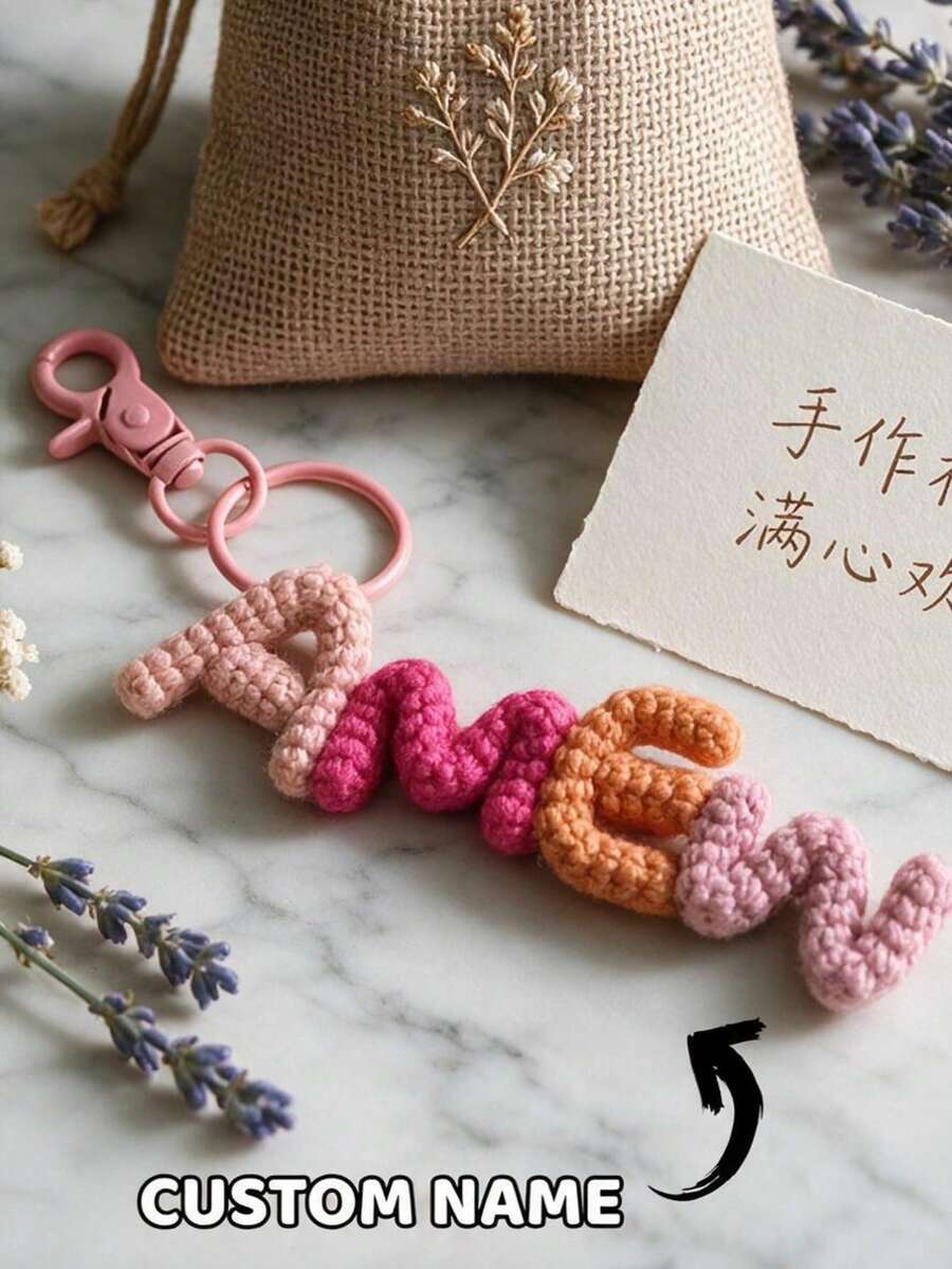 Custom Keychains, Name Tags, Crocheted Letters, And Car Keychains-Personalized Gifts Suitable For Bag Charms, Birthdays, Or Halloween. - Multicolor - View 1