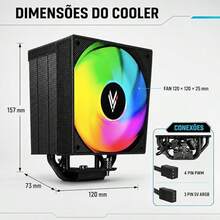 Air Cooler Para Processador Hi Level Elite Dark,tdp 240w - Visão 3
