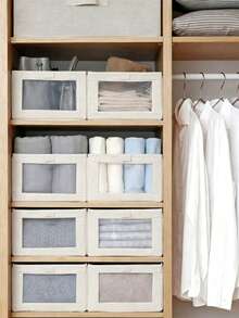 White Drawer Storage Box With Transparent Window | Stackable Wardrobe Storage Box Suitable For Underwear, Pants, Clothing | 1pc, 2pcs, 3pcs, 5pcs Multiple Sizes Available | Wardrobe And Cabinet Storage Solution Home Storage Solution - Multicolor - View 1
