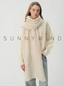 1pc Women's Solid Color Polyester Soft Skin-Friendly Warm Scarf For Daily Use - Beige - View 8