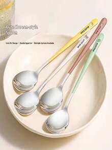 1pc Cute Cartoon Panda Long Handle Stainless Steel Spoon Set, Colorful Dinner Spoons, Reusable Metal Table Spoons For Household Kitchen & Dining Table, Great Table Utensils For Daily Meals And Family Gatherings - View 13