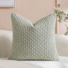 1pc/2pcs Bohemian Striped Throw Pillow Cover (Pillow Insert Not Included), Soft Plush Corduroy Solid Color Decorative Square Pillow Sham, Suitable For Holiday, Sofa, Bedroom, Bed, All Seasons - Pastel Green - View 14