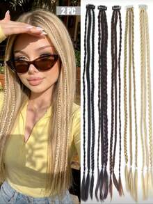 Ladies' Braided Wig, Three-Strand Braid, A Pair Of Natural, Stylish, And Unique Teardrop-Shaped Hair Clips For Braiding - Multicolor - View 1
