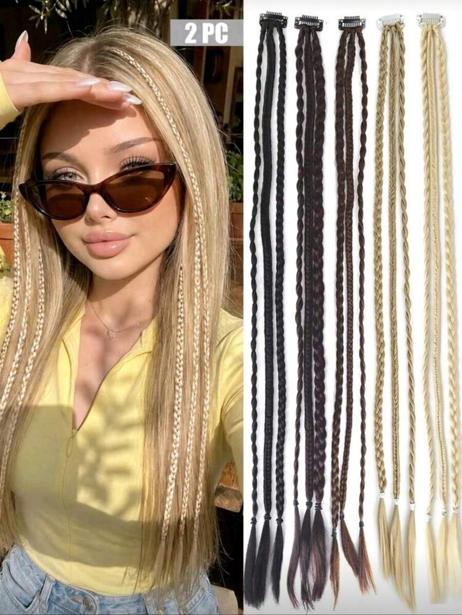 Ladies' Braided Wig, Three-Strand Braid, A Pair Of Natural, Stylish, And Unique Teardrop-Shaped Hair Clips For Braiding - Multicolor - View 1