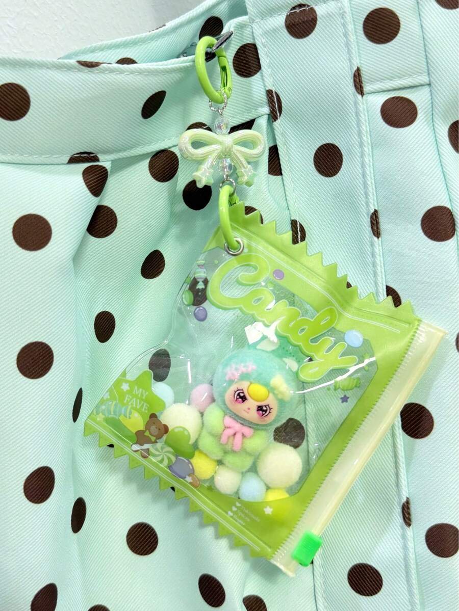 1 Bag Transparent Candy Bag 3D Flocked Rabbit Doll Keychain Macaron Fashion Bow Spring Pendant Bag Charm Portable Decorative Hook Girl Birthday Gift Party Favor - 1PC - View 1