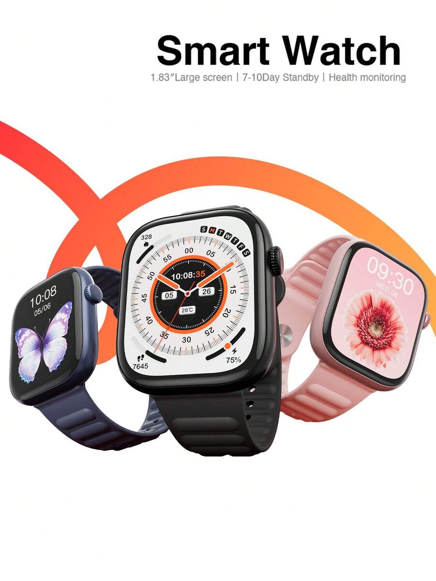 AOC T7 Smartwatch, Sports & Health Monitoring, 9mm Ultra-Thin Body, 1.83-Inch HD Touchscreen, Customizable Watch Face, Long Battery Life, Compatible With IOS/Android - View 1