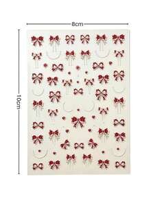 1pc/1set French Luxury Aesthetic Stickers, Vintage Red Bow & Pearl Decor Design, Suitable For Laptop, Planner, Sticker Book, Water Bottle, Camera, Phone Case, Earphone Decoration Accessories - YT7683 - View 2