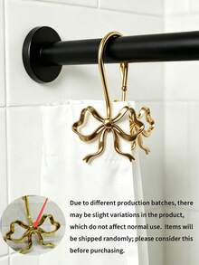 24/12pcs Shower Curtain Hooks, Rust-Proof Zinc Alloy Curtain Rings, Decorative Bow-Shaped S-Hooks, Suitable For Bathroom, Bedroom, Living Room, Home Decor, Holiday Party, Hotel - Multicolor - View 4