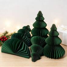 1pc Paper Honeycomb Christmas Tree Decoration, Creative Multi-Layered Green Shape With Glitter Powder Perfect For Christmas Scene Decoration,Christmas - Green - View 6