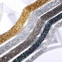 1pc Self-Adhesive Resin Rhinestone Strip Clothing Accessory, DIY Rhinestone Decor - Multicolor - View 3