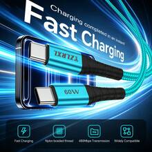 Sạc siêu nhanh 60W mới nhất, cáp dữ liệu giao tiếp USB-C sang Type-C, tương thích sạc nhanh cho iPhone 18/17/16/15 và các thiết bị khác - trái cam - Xem 4