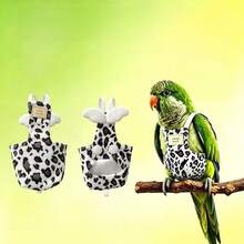 1 Set (Bird Flight Suit, 10pcs Replacement Diapers, 2m Leash) Autumn/Winter New Thin Fleece Sexy Leopard Print Bird Clothes, Washable Reusable Bird Diaper With Adjustable Parrot Wing Design, Bird Flight Suit, Bird Accessories/Bird Stuff/Bird Costume/Bird Diaper - 3PCS - View 1