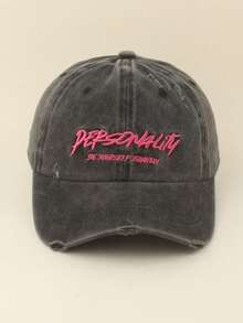 1pc Letter Casual Polyester Embroidered UV Protection Windproof Decorative Washed Baseball Cap Spring Summer - Letter Embroidery - View 10