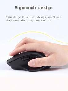 1pc Minimalist Wireless Chargeable Gaming Mouse - Black - View 7
