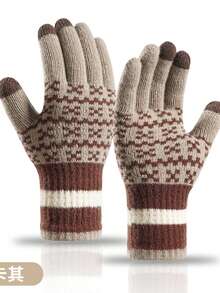 Warm Jacquard-Knit Gloves,Winter Clothes For Women And Men,Soft Knit Texture With Touchscreen-Compatible Fingertips. A Perfect Gift For Halloween Or Christmas; And Ideal For Daily Outdoor Activities In Autumn And Winter, Such As Commuting Or Cycling. - Multicolor - View 14