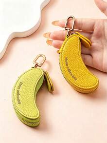 1pc Creative Banana Fruit Coin Purse Minimalist Mini Wallet Coin Bag Storage Pouch Keychain Holder - Multicolor - View 1