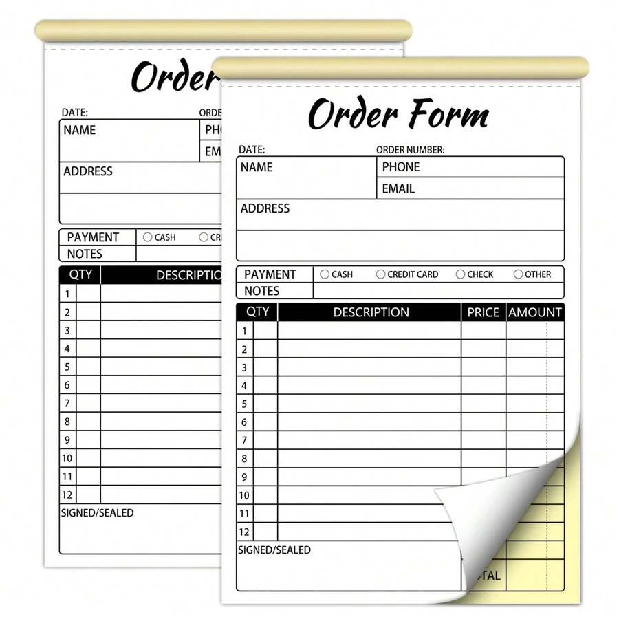 1 Pack Carbonless White & Yellow 2-Ply Receipt/Invoice Book, Suitable For Small Business Note Pads, Orders, Receipts, Invoices, For Business, School And Back To School - A - View 1