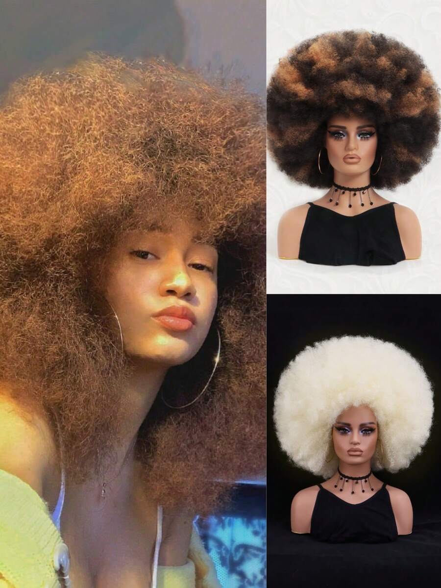 70s Retro Fluffy Curly Wig, Suitable For Women, Short Synthetic Material, Voluminous & Soft, Natural Looking, Suitable For Halloween, Daily Parties, Cosplay And Other Occasions - Multicolor - View 1