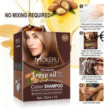 MOKERU 250ml/10pcs Pewarna Rambut - Sampo Pewarna Rambut Cepat - Tersedia dalam Warna Cokelat Muda, Cokelat Tua, dan Hitam - Mengandung Berbagai Bahan Alami - Menciptakan Warna Rambut yang Indah - Menutupi Uban dengan Sehat - Cocok Digunakan Sepanjang Tahun - MultiWarna - View 6