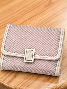 2026 New Short Contrast Color Thin Edge Wallet, Vintage Style Three-Fold PU Soft Multifunctional Student Wallet Large Capacity Card Holder, Compact And Lightweight Suitable For Holiday Gift - Multicolor - View 12