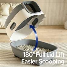 Large Cat Litter Box With Lid, Anti-Splash Litter Tray With Drawer-Style Bottom And Scoop, Odor-Control Easy-Clean Foldable Cat Litter Box - one-size - View 3