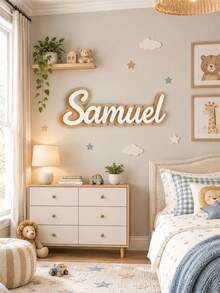 1PC Customized Name Sign, Double Layer Material Durable, Personalized Baby Name Photo Prop Decor, Multi-Functional Wall Hanging Children's Room Decoration, Nursery Decor, Custom Name Sign, Customized Baby Shower Party Decoration, Perfect Gift For Boys And Girls Baby, Room Decor - Multicolor - View 7