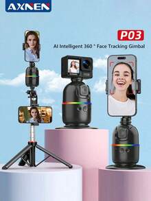 AXNEN P03 Phone Stabilizer AI Face Tracking 360° Rotation Desktop Auto-Tracking Selfie Stand Compatible With Android Phones - Multicolor - View 2