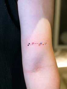 1pc Temporary Tattoo Sticker, Color Simple Line Infinity Symbol Meteor Heart Paw Print Strip Pattern, Realistic Fake Tattoo Design, Suitable For Daily, Bachelorette Party Favors, Music Festivals, Cosplay, Graduation Gifts, Lasts 3-5 Days - Multicolor - View 5