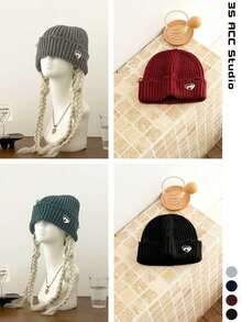 1pc Sweet & Cute Bow Knitted Beanie Hat For Women, Autumn/Winter New Style, Face-Slimming, Warm, Oversized Slouchy Furry Knit Cap - Multicolor - View 3