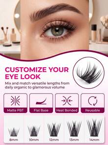 Desliy 5 In 1 Lash Clusters Kit Includes 2pcs Lashes 1pc Tweezer 1pc Bond & Seal 1pc Remover Mixed Styles Beginner-Friendly DIY At Home For Wedding/Daily/Travel/Gift Lash Clusters Individual Lashes False Eyelashes - Rose Red - View 8