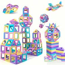 Magnetic Building Blocks Set, STEM Toys For Girls And Boys, Magnetic Tiles, Educational Magnetic Toy Blocks Gift For Kids, Halloween/Thanksgiving/Christmas Gift - Multicolor - View 4