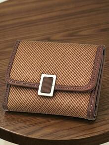 2026 New Short Contrast Color Thin Edge Wallet, Vintage Style Three-Fold PU Soft Multifunctional Student Wallet Large Capacity Card Holder, Compact And Lightweight Suitable For Holiday Gift - Multicolor - View 10