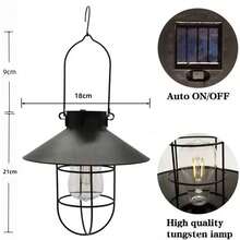 Solar Powered Hanging Lantern, Waterproof Metal Cage LED Warm White Light, Suitable For Trees, Gardens, Patios, Porches, Balconies Outdoor Hanging Solar Lights, Vintage Farmhouse Style Decorative Lights, Suitable For Backyard, Party And Holiday Atmosphere Lighting - Multiple Styles - View 9