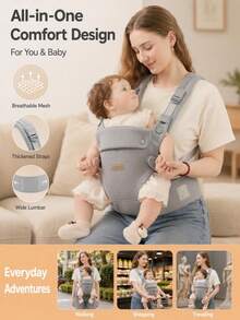 Infant Carrier For Young Babies, Front-Facing Baby Carrier, Lightweight Dual-Use Front And Back Baby Carrier For Outings - Light Grey - View 6