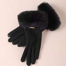 Women's Black Touchscreen Gloves, Waterproof, Soft Warm Wool Lining, Winter Outdoor Gloves, Halloween - Multicolor - View 12