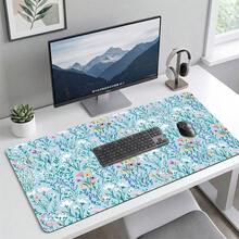Blue Floral Pattern Gaming Mouse Pad, Non-Slip Rubber Desk Mat, Smooth Gliding Surface, Suitable For PC Laptop Office Home, Natural Abstract Art Decor, Back To School Supplies - A - View 9