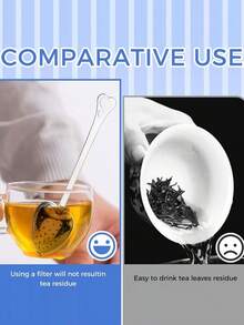 Silver Tea Strainer Loose Leaf Tea Filter Heart-Shaped Tea Set Long Handle Spoon Kitchen Mug With Handle Strainer Tea Infuser Filter Mesh Home Kitchen Spoon - Multicolor - View 4